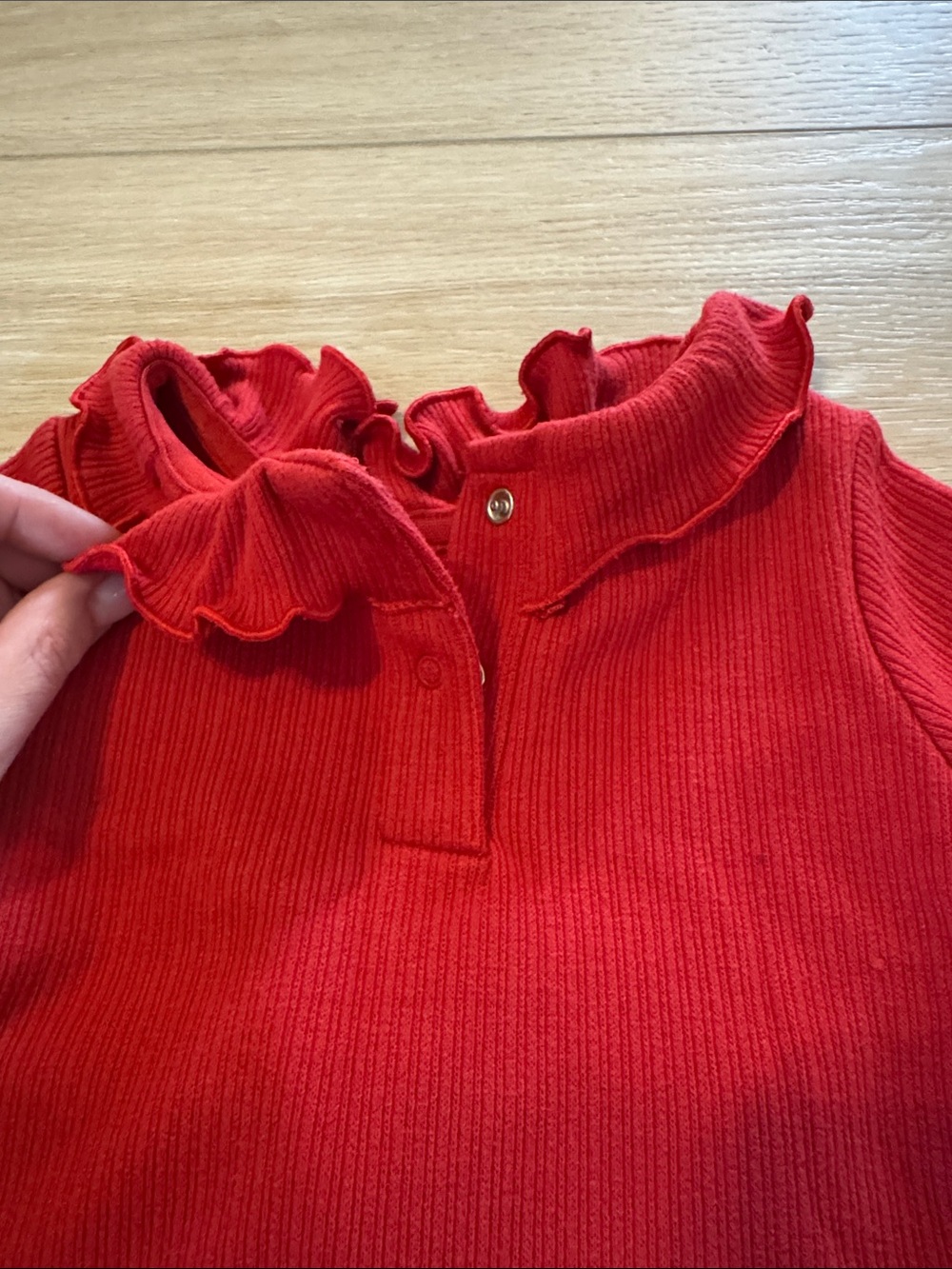 cloud island Red Ribbed Ruffle Neck Matching Set - Picture 3 of 4